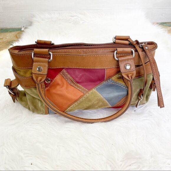 Fossil Multicolor Patchwork Leather and Suede Handbag - Picture 1 of 11